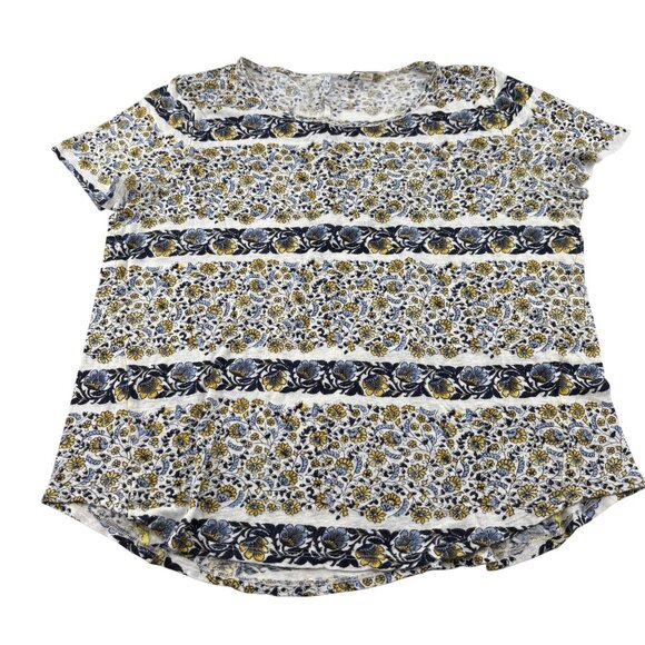 Lucky Brand‎ Women' Floral Print Short Sleeve Blouse XL Soft Cotton Stretch - Picture 1 of 4